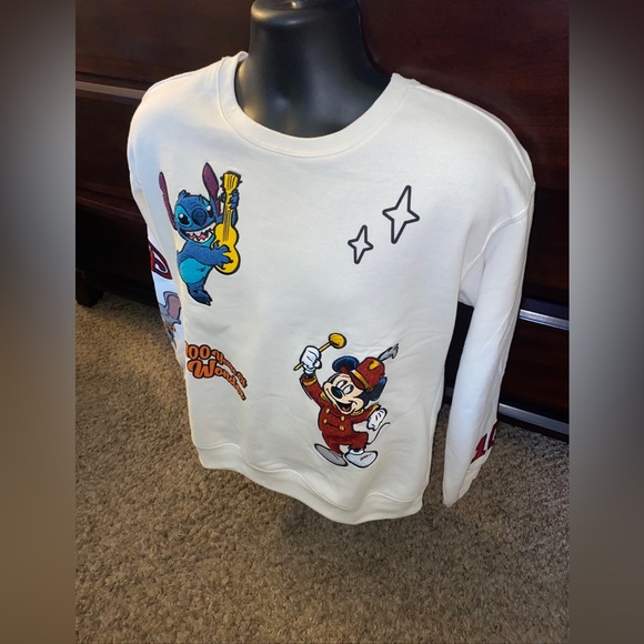 Disney 100 Years Of Wonder Hoodie Sweatshirt Mickey, Stitch, Dumbo Size L 11/13 - Picture 2 of 8